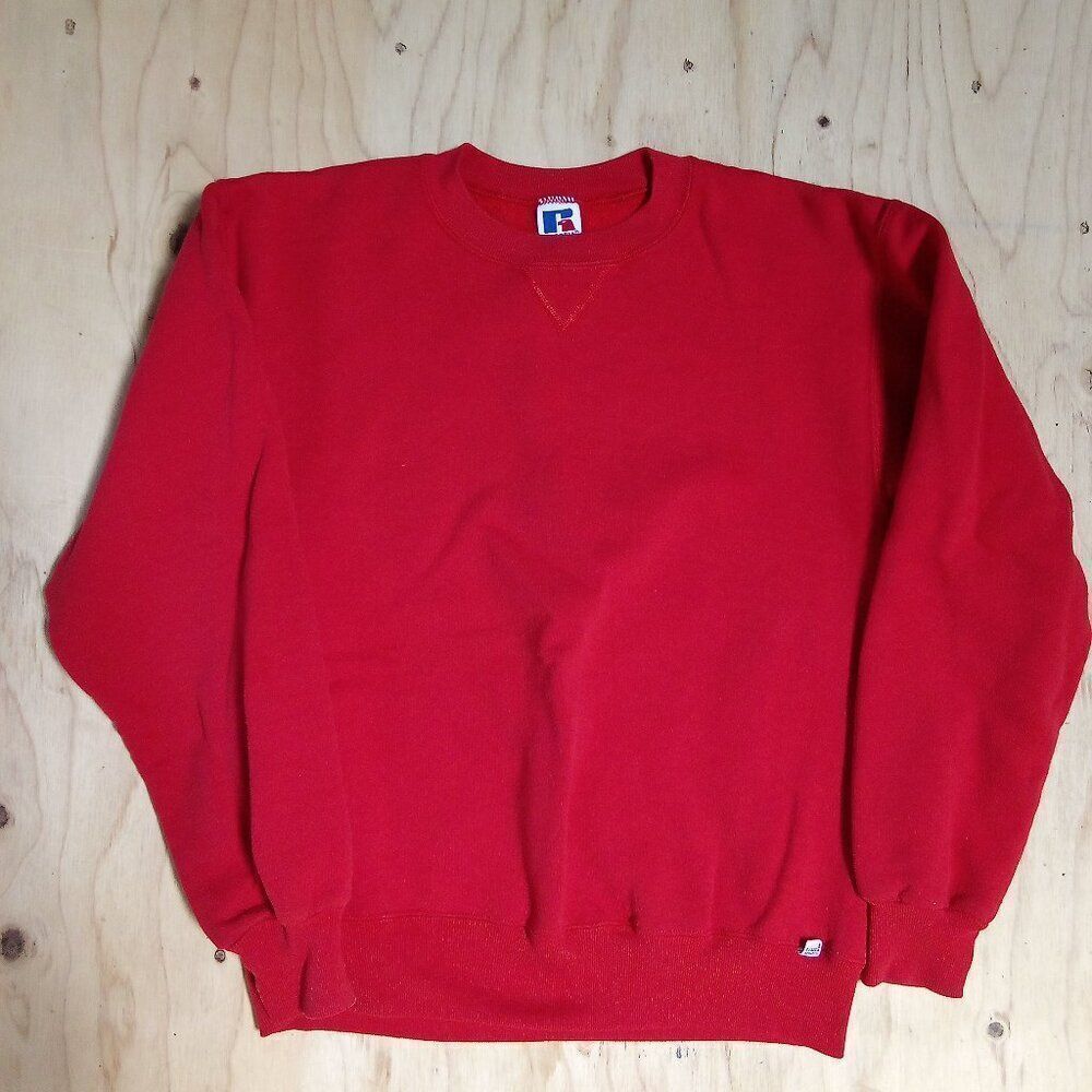 Vintage Russell Athletic Blank Crewneck Sweatshirt Red